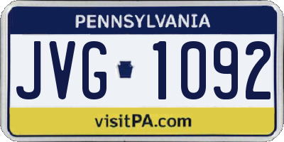 PA license plate JVG1092