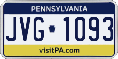 PA license plate JVG1093