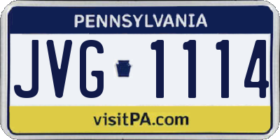 PA license plate JVG1114