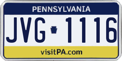 PA license plate JVG1116