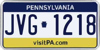 PA license plate JVG1218