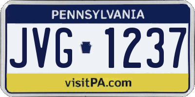 PA license plate JVG1237
