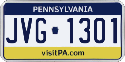PA license plate JVG1301