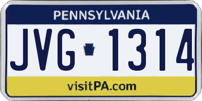 PA license plate JVG1314