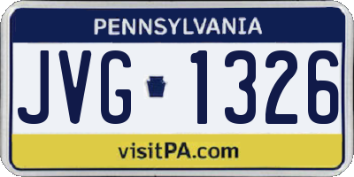 PA license plate JVG1326