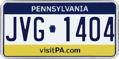 PA license plate JVG1404