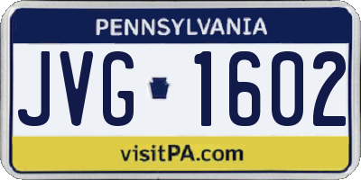 PA license plate JVG1602