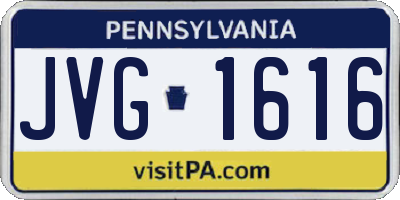PA license plate JVG1616