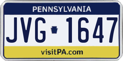 PA license plate JVG1647