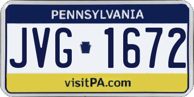 PA license plate JVG1672
