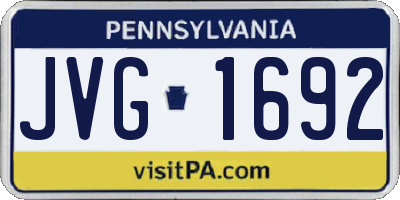 PA license plate JVG1692