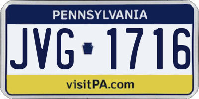 PA license plate JVG1716