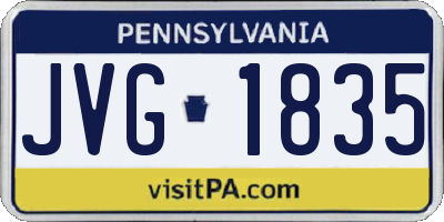 PA license plate JVG1835