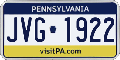 PA license plate JVG1922