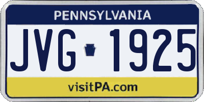 PA license plate JVG1925