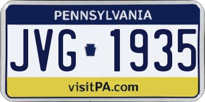 PA license plate JVG1935