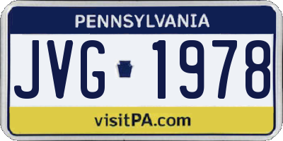 PA license plate JVG1978