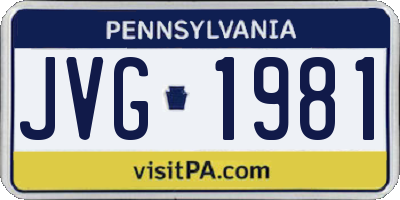PA license plate JVG1981