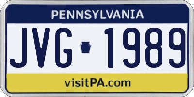 PA license plate JVG1989