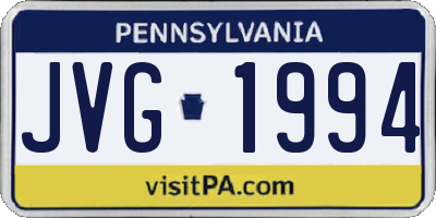 PA license plate JVG1994