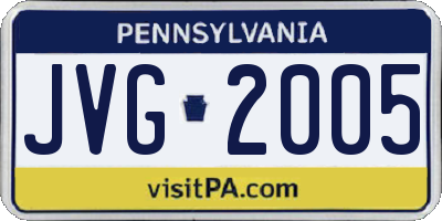 PA license plate JVG2005