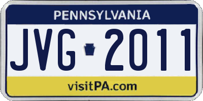 PA license plate JVG2011