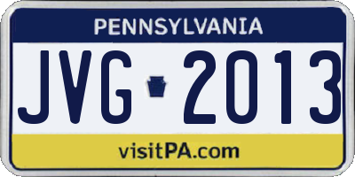 PA license plate JVG2013