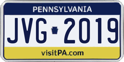PA license plate JVG2019