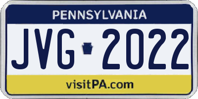 PA license plate JVG2022