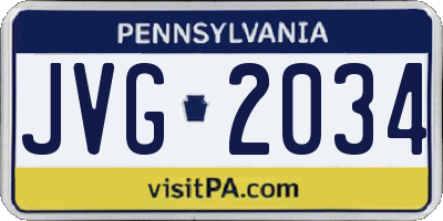 PA license plate JVG2034