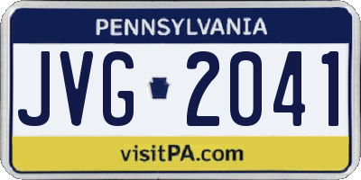 PA license plate JVG2041