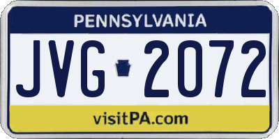 PA license plate JVG2072