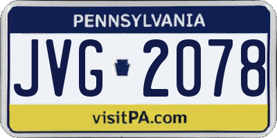 PA license plate JVG2078
