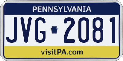 PA license plate JVG2081