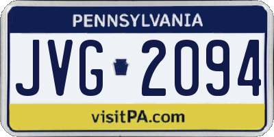 PA license plate JVG2094