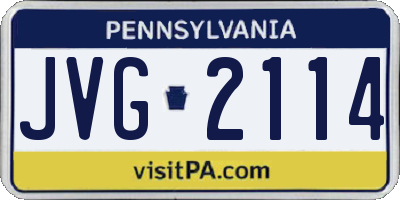PA license plate JVG2114