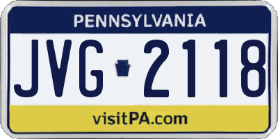PA license plate JVG2118