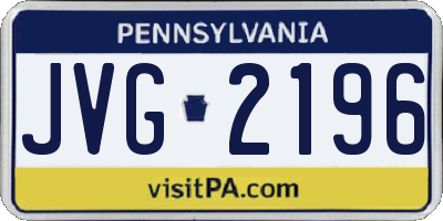 PA license plate JVG2196