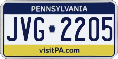 PA license plate JVG2205