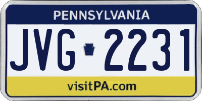PA license plate JVG2231
