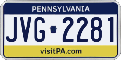 PA license plate JVG2281