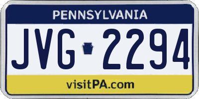 PA license plate JVG2294