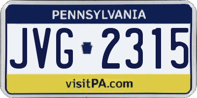 PA license plate JVG2315