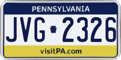 PA license plate JVG2326
