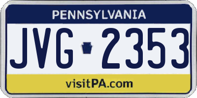 PA license plate JVG2353