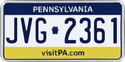 PA license plate JVG2361