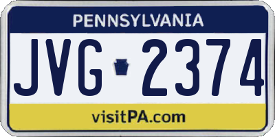 PA license plate JVG2374