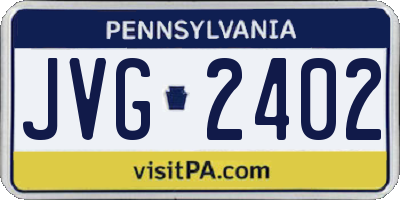 PA license plate JVG2402