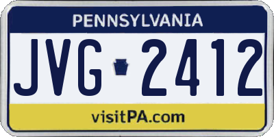 PA license plate JVG2412