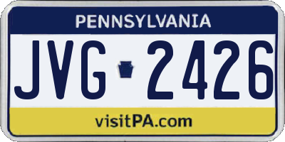 PA license plate JVG2426
